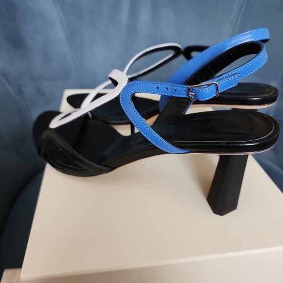 Brigette Marin Blue, White and Black Leather Sandals - Picture 9 of 16
